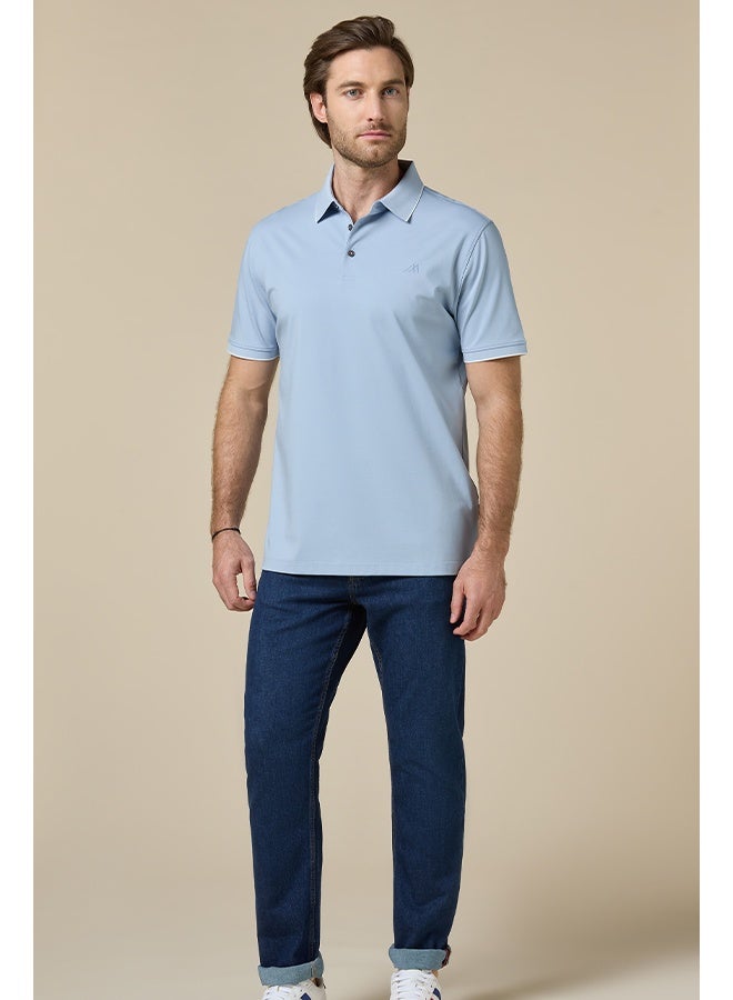 Mannerism The Sky Ease Light Blue Cotton Polo Comfort Fit - Image 4